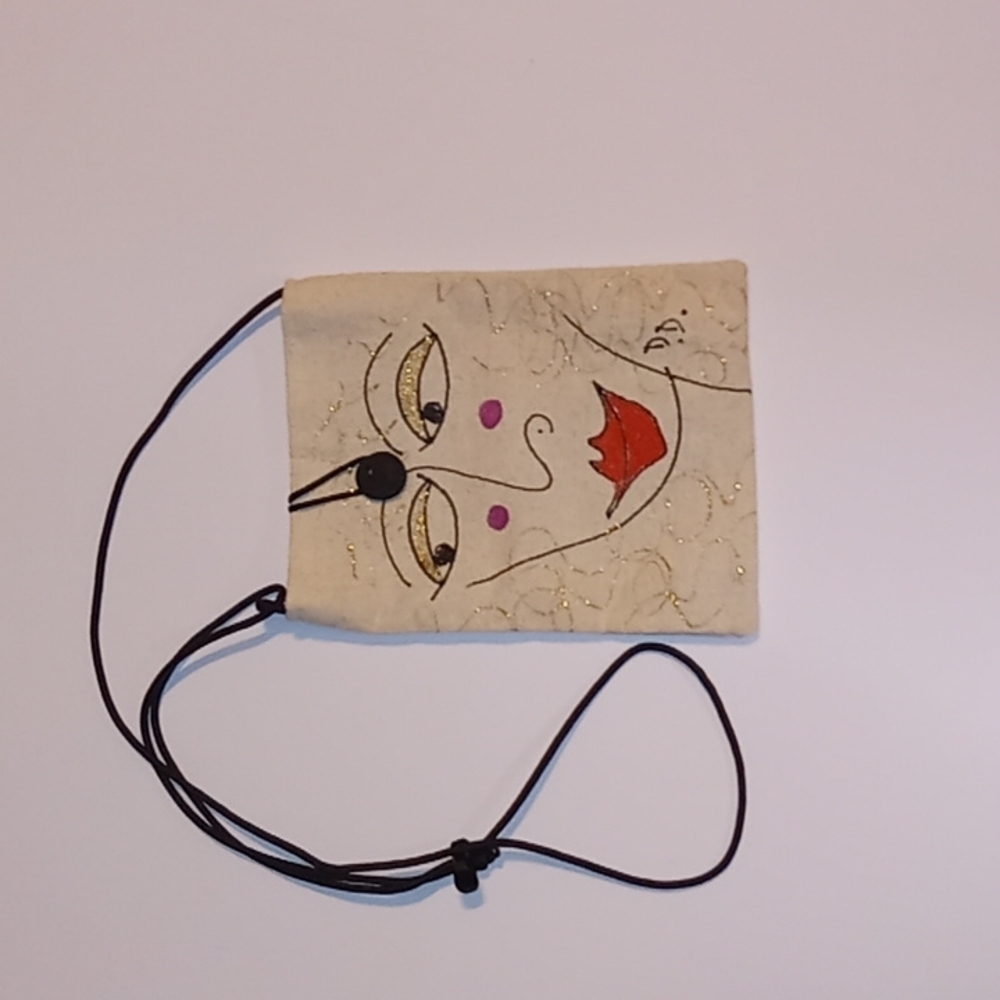 Graffic Picasso Face Canvas Style Exterior Purple Interior Over the Shoulder Bag